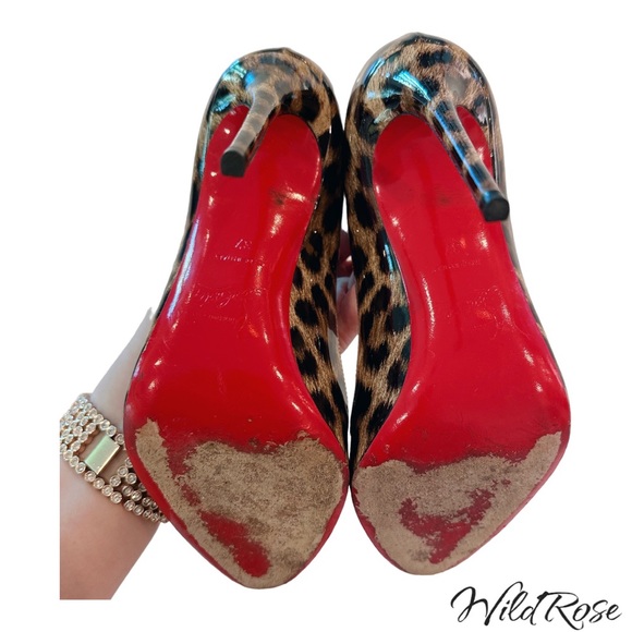 CHRISTIAN LOUBOUTIN Leopard Print Patent Leather Doracora Heart 100 Pumps - Picture 14 of 17